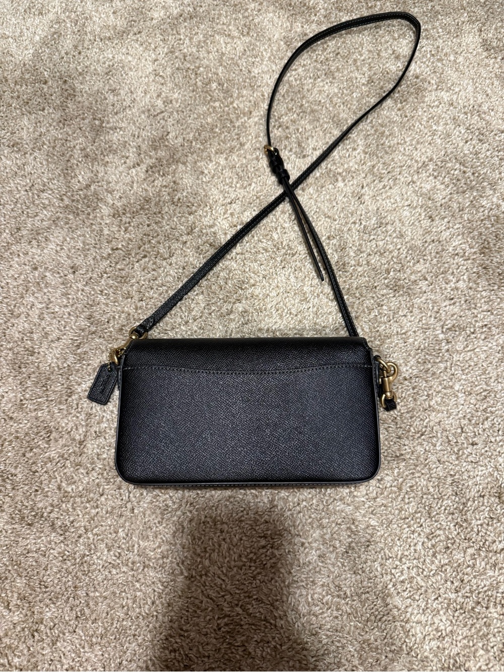 Coach Black Leather Crossbody with Gold 'C' Accent - Picture 3 of 4
